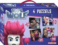 100 % Wolf puzzel 4 in 1 - puzzel